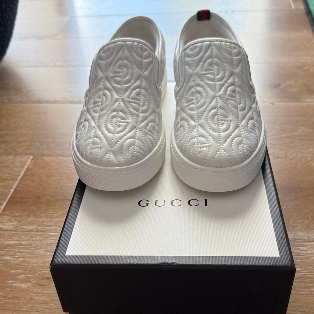 Gucci White Embossed Slip-On Shoes never work brand new